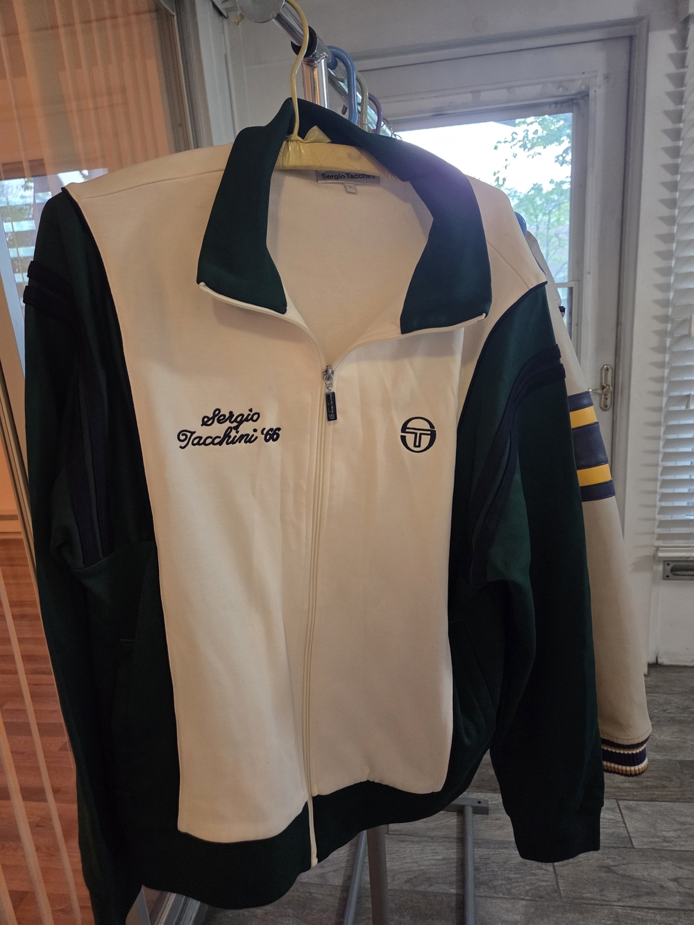 Sergio Tacchini White and Dark Green Zip Track Jacket